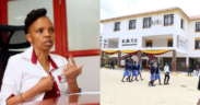 A photo collage of KUCCPS CEO Agnes Mercy Wahome and KMTC headquarters. PHOTO/KUCCPS/Courtesy.