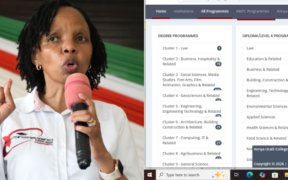 A photo collage of KUCCPS CEO Dr. Agnes Wahome and screenshot from the portal. PHOTO/Courtesy.