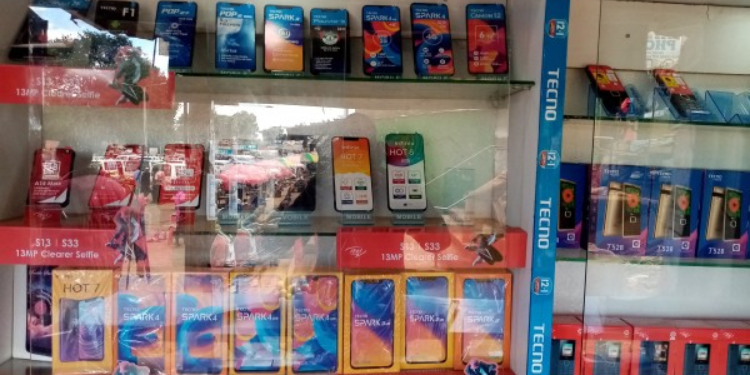 Mobile phones at Kipsigak phones in Kapsabet, Kenya. PHOTO/ Business List.