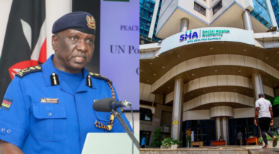 A photo collage of Police IG Douglas Kanja and the SHA headquarters. PHOTO/Courtesy.