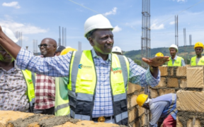 President William Ruto inspecting the ongoing construction of the 220-unit Bomet Affordable Housing Project on March 16, 2024.