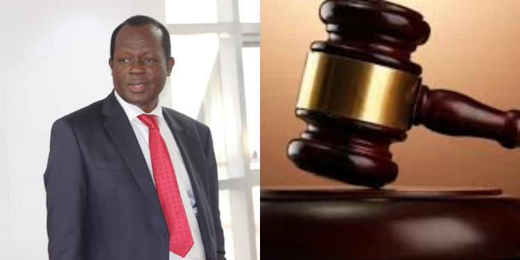 A photo collage of former CS Raphael Tuju and court gravel. PHOTO/KNA.