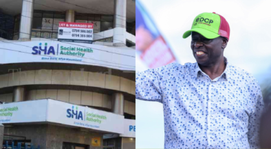 A photo collage of former DP Rigathi Gachagua and the SHA building. PHOTO/Gachagua X/The Standard.