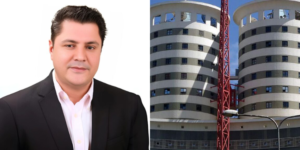 Collage photo of Taarifa Limited owner Rostam Azizi and Nation Media Group Headquarters in Nairobi. PHOTO/NMG