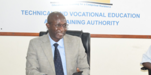 TVET Authority (TVETA) Director General, Timothy Nyongesa Katiambo, officiating the opening a two-day induction programme for 10 interns placed at the Authority by the Public Service Commission (PSC) on February 10, 2026. PHOTO/TVETA.