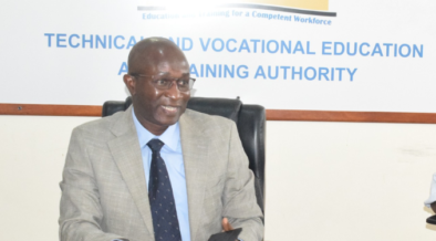 TVET Authority (TVETA) Director General, Timothy Nyongesa Katiambo, officiating the opening a two-day induction programme for 10 interns placed at the Authority by the Public Service Commission (PSC) on February 10, 2026. PHOTO/TVETA.