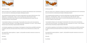 Eva Modika appeal notice to President Ramaphosa and DIRCO for help to return homePHOTO/ADM News