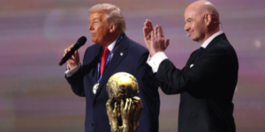Infantino and Trump posed with the FIFA World Cup trophy in the oval office PHOTO/Independence
