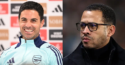 Collage photo of Arsenal's manager Mikel Arteta and Chelsea's Liam Rosenior PHOTO/Acc