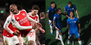 Collage photo of Arsenal players and Chelsea after winning gamesPHOTO/Acc