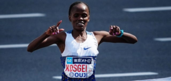 Kenya’s Brigid Kosgei after shuttering her world record during the Tokyo Marathon in Japan. PHOTO/ File