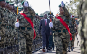 President Ruto while inspecting the parade during the 46th Kenya Prisons Service Pass Out at the Prisons Staff Training College,Ruiru PHOTO/Ruto/FB