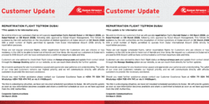 Kenya Airways notice to travellers about repatriation travel PHOTO/Kenya Airways/X