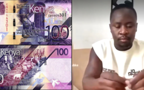 Tiktok user Maximilian Motara screenshot while tearing 100-shillings notes in a video PHOTO/Collage;User and Currency