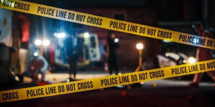 The image shows crime scene murder tape PHOTO/File