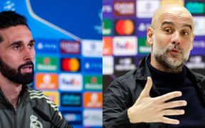 Real Madrid manager Alvaro Arbeloa and Manchester City manager Pep Guardiola PHOTO/Acc