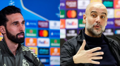 Real Madrid manager Alvaro Arbeloa and Manchester City manager Pep Guardiola PHOTO/Acc