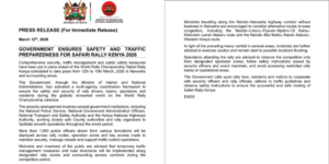 Public advisory notice from the Ministry of Interior and National Administration PHOTO/Ministry of Interior/X