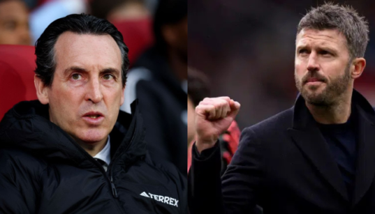 Collage photo of Manchester United Manager Michael Carrick and Aston Villa manager Unai Emery PHOTO/Acc