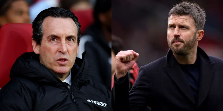 Collage photo of Manchester United Manager Michael Carrick and Aston Villa manager Unai Emery PHOTO/Acc