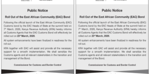 KRA press notice about EAC Customs BondPHOTO/KRA
