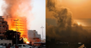 Images of buildings burning down in Beirut PHOTO/Imago
