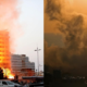 Images of buildings burning down in Beirut PHOTO/Imago