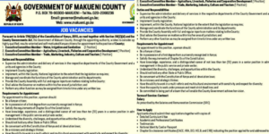 County Government of Makueni announces three Executive Committee vacancies PHOTO/Standard 