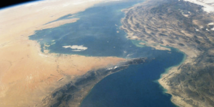 Image shows Strait of Hormuz between Persian Gulf and Gulf of Oman PHOTO/Getty Images