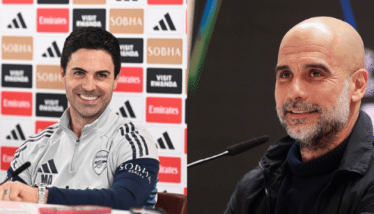 Arsenal manager Mikel Arteta and Manchester City manager Pep Guardiola PHOTO/Acc