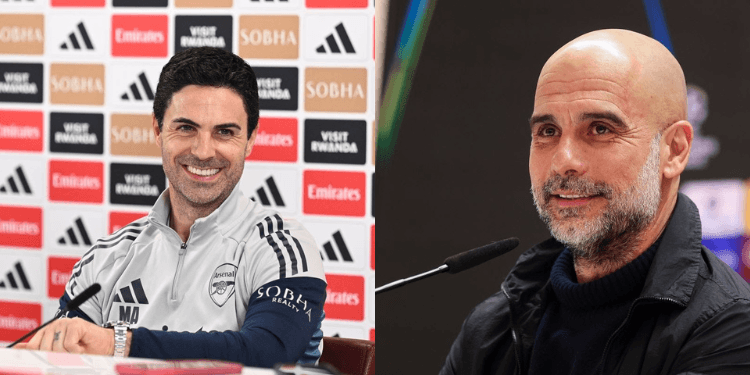 Arsenal manager Mikel Arteta and Manchester City manager Pep Guardiola PHOTO/Acc