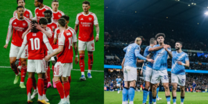 Collage photo of Arsenal players and Manchester City PHOTO/Acc