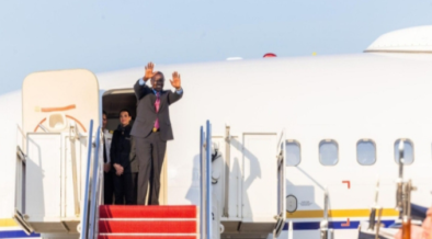 President Ruto while jetting out of the country for a state visit PHOTO/File