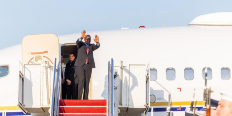 President Ruto while jetting out of the country for a state visit PHOTO/File