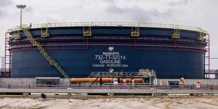 The image shows fuel storage at the Dangote Industries oil refinery in Lagos Nigeria PHOTO/Bloomberg