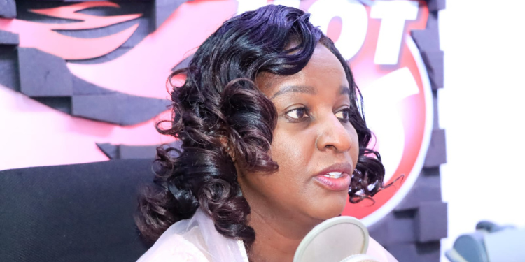 UNEPA Chairperson Ms Irene Kimathi during an interview with Radio Hot96 PHOTO/Hot96
