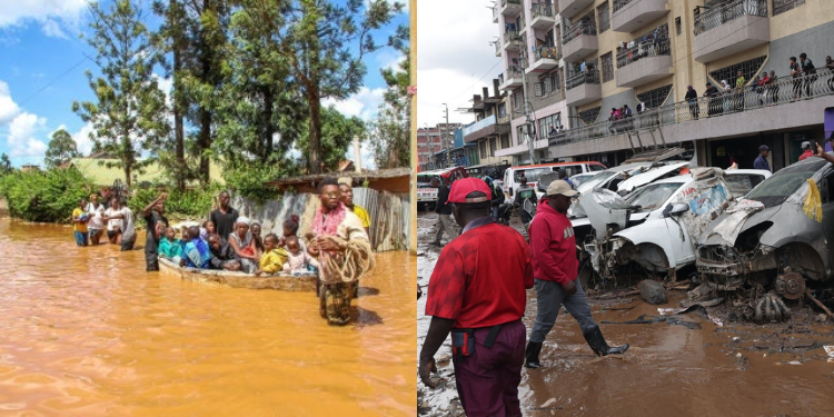 Aftermath of vehicles destroyed by floods in Nairobi and people also displaced by floods PHOTO/File