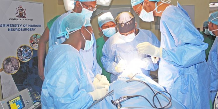 UON Medicine students in a practical