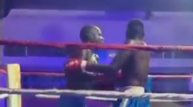 Jacob Oyoko during the boxing match PHOTO/Screengrab