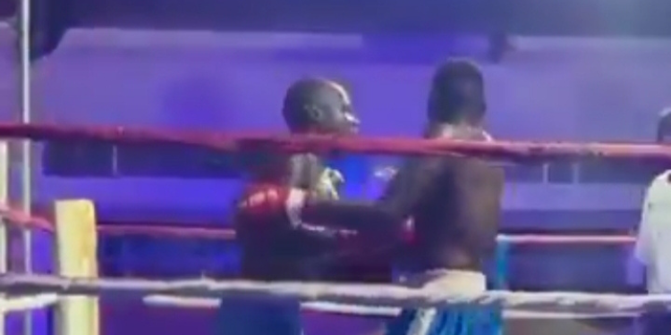 Jacob Oyoko during the boxing match PHOTO/Screengrab