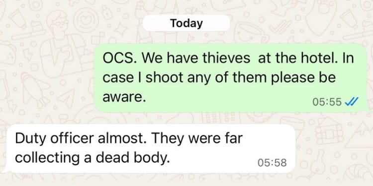 DCP Patron Irungu Nyakera WhatsApp chat with Kisumu OCS. PHOTO/ Nyakera X.