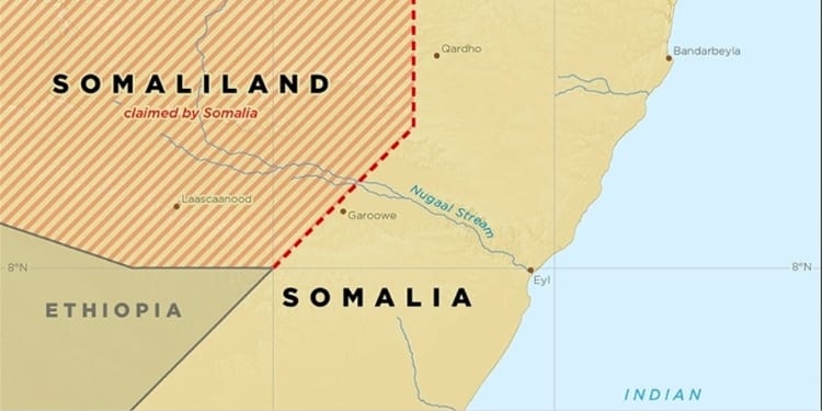 Map illustration on the difference between Somali and Somaliland although Somali land is still recognized as part of Somalia. PHOTO/ SOVEREIGN LIMTS.