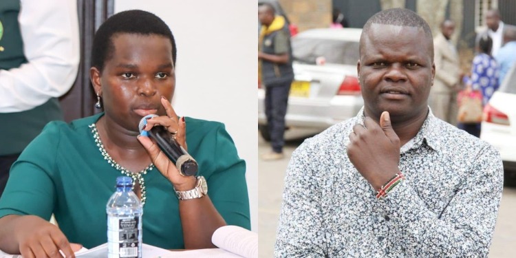 A photo collage of Bomet Woman Representative Linet Toto and journalist Robert Masai. PHOTO/Courtesy.