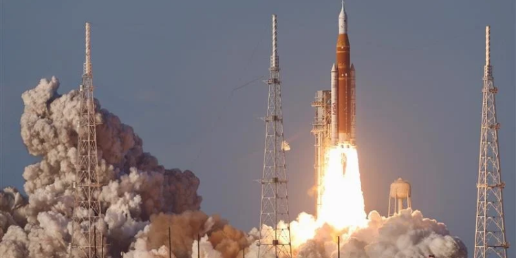 Space Launch System launches with the Artemis II crew aboard the Orion Spacecraft at NASA's Kennedy Space Center PHOTO/NASA/ Bill Ingalls