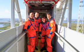 Artemis II crew shown inside the checkout building at NASA's Kennedy Space Center in Florida PHOTO/NASA