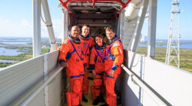 Artemis II crew shown inside the checkout building at NASA's Kennedy Space Center in Florida PHOTO/NASA
