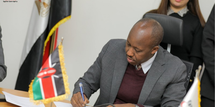 KSA Ag DG Col Hillary Kipkosgey led a Kenyan delegation during a meeting on the African Development Satellite project held on 30 - 31 January at the Egyptian Space Agency. PHOTO/ KSA X