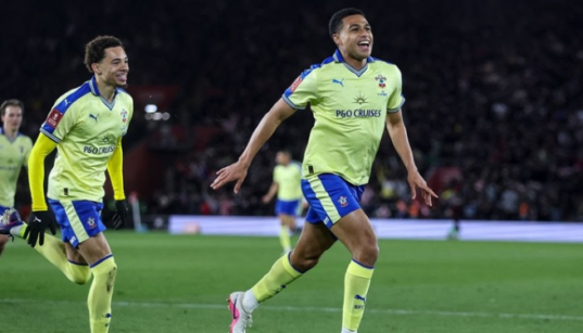 Shea Charles celebrates after scoring the winning goal PHOTO/Southampton