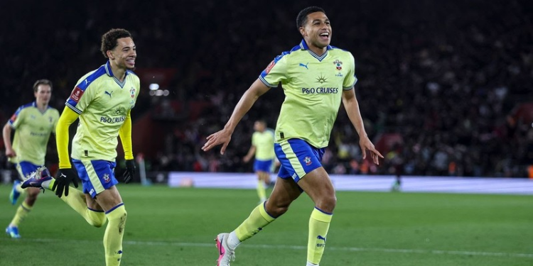 Shea Charles celebrates after scoring the winning goal PHOTO/Southampton