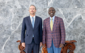President William Ruto and French Ambassador to Kenya Arnaud Suquet at statehouse. PHOTO/ PCS